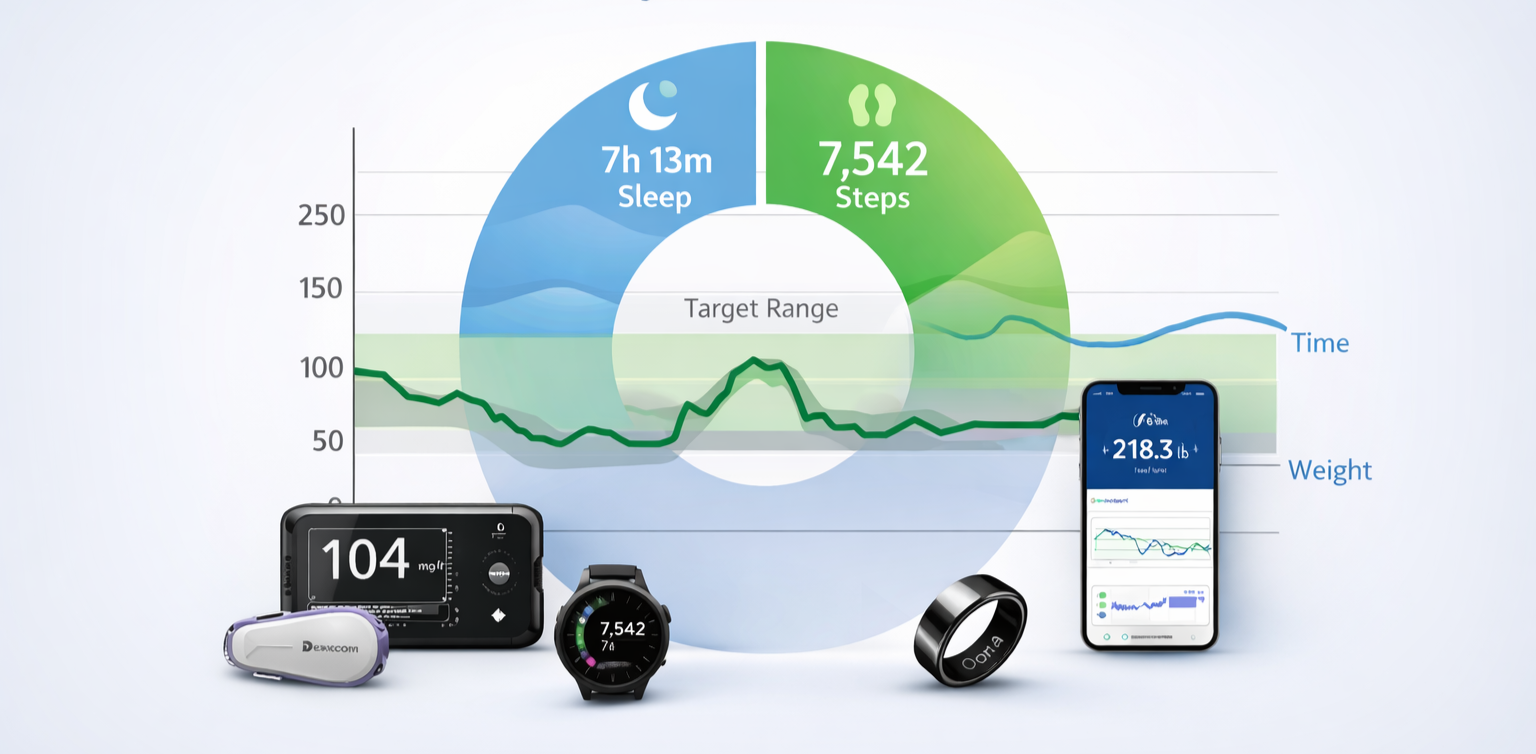 Abstract visualization representing activity and wear-time monitoring from wearables